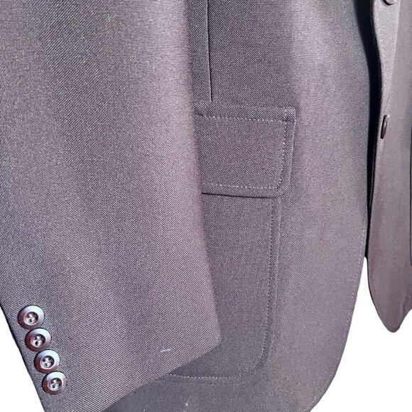 Quad Brown Sports Coat Blazer Jacket Vintage 70s Retro 2 Button Pockets Poly Ble - Picture 4 of 9